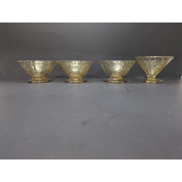 Federal‎ Glass Madrid Amber Sherbet Glasses, Set Of 4, Vtg Depression Glassware - Picture 1 of 9